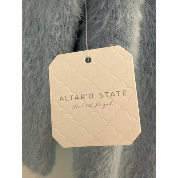 Altar’d state Everette Eyelash Lace Up light blue Sweater SzXL soft comfy feel - Picture 10 of 13